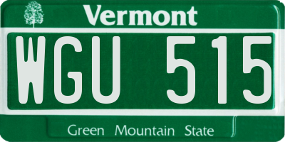 VT license plate WGU515