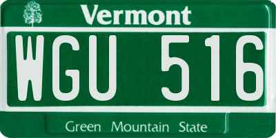 VT license plate WGU516