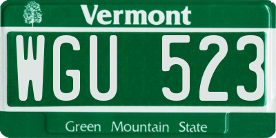 VT license plate WGU523