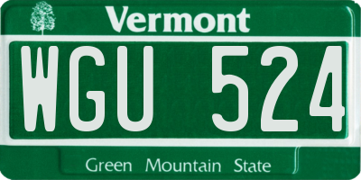 VT license plate WGU524
