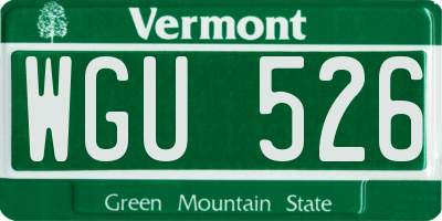 VT license plate WGU526