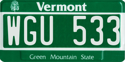 VT license plate WGU533