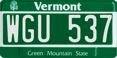 VT license plate WGU537