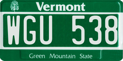 VT license plate WGU538