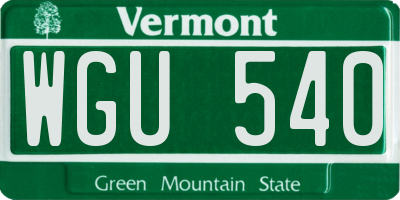VT license plate WGU540