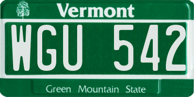 VT license plate WGU542