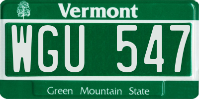 VT license plate WGU547