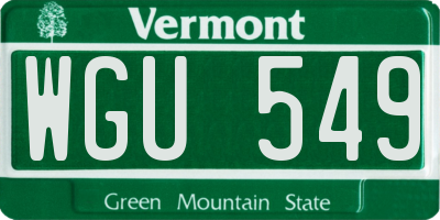 VT license plate WGU549