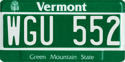 VT license plate WGU552