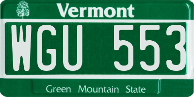 VT license plate WGU553