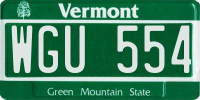 VT license plate WGU554