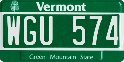 VT license plate WGU574