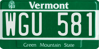 VT license plate WGU581