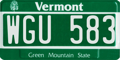 VT license plate WGU583