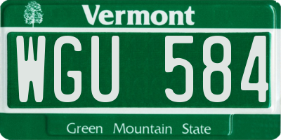 VT license plate WGU584