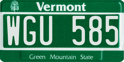 VT license plate WGU585