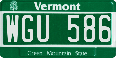 VT license plate WGU586