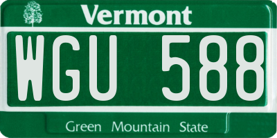 VT license plate WGU588