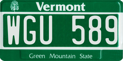 VT license plate WGU589