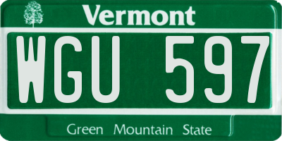 VT license plate WGU597