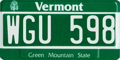 VT license plate WGU598