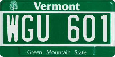 VT license plate WGU601