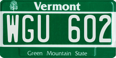 VT license plate WGU602
