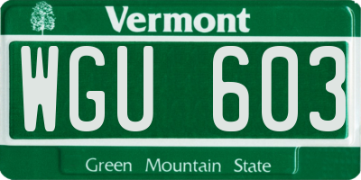 VT license plate WGU603