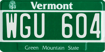 VT license plate WGU604