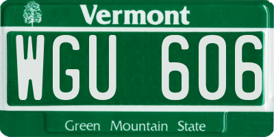 VT license plate WGU606