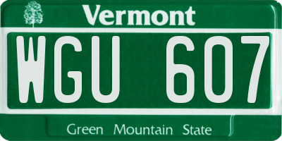 VT license plate WGU607