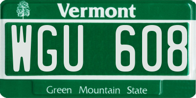 VT license plate WGU608