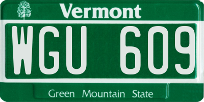 VT license plate WGU609