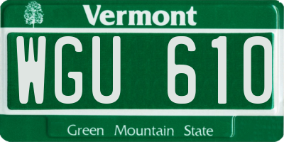 VT license plate WGU610