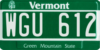 VT license plate WGU612