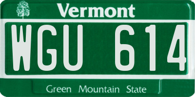 VT license plate WGU614