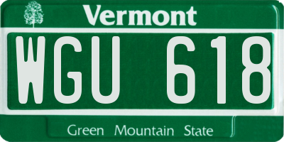 VT license plate WGU618