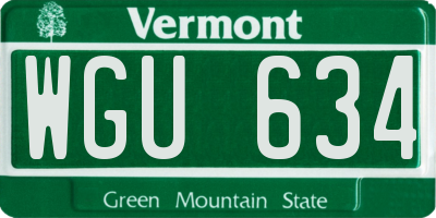 VT license plate WGU634