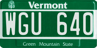 VT license plate WGU640