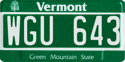 VT license plate WGU643