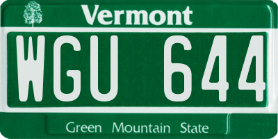 VT license plate WGU644