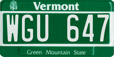 VT license plate WGU647