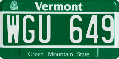 VT license plate WGU649