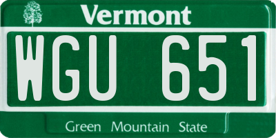 VT license plate WGU651