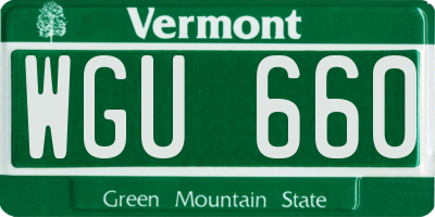 VT license plate WGU660