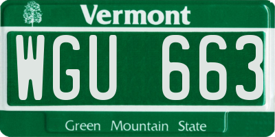 VT license plate WGU663