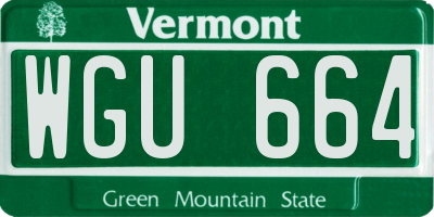 VT license plate WGU664