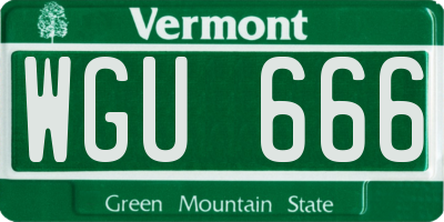 VT license plate WGU666