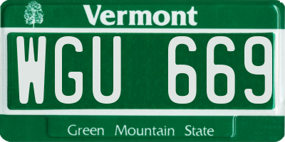 VT license plate WGU669