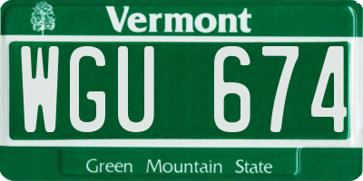 VT license plate WGU674